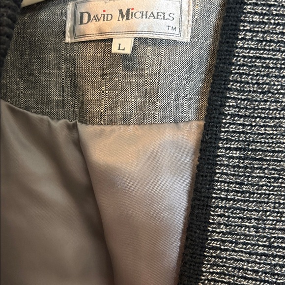 Vintage David Michaels Knit Bomber Jacket, Gray Black, L - Picture 2 of 8